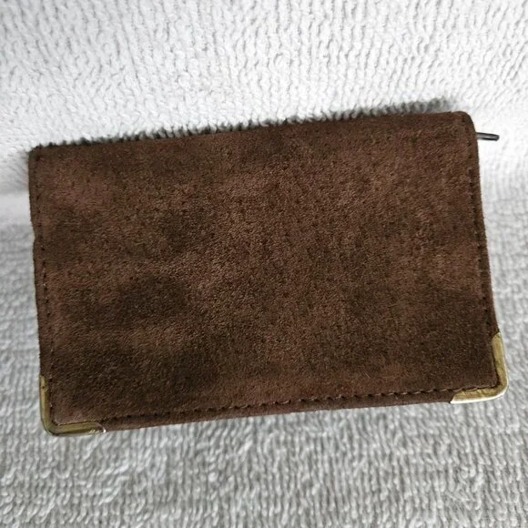English Leather Brown Suede Card Holder - Picture 8 of 9